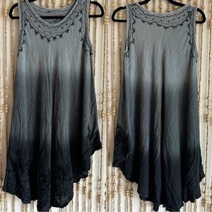 Black Gray Beaded Embellished Emo Boho Grunge Flowy Fairycore Whimsy Dress M/L